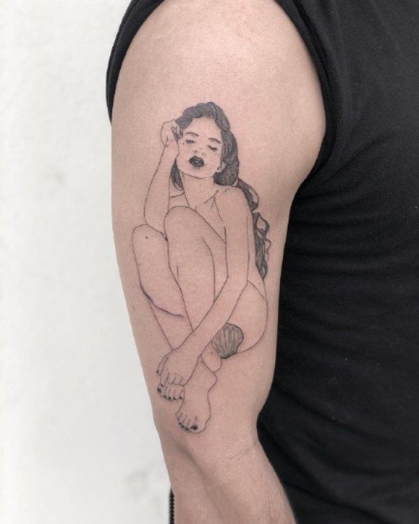 一组人物插画手臂纹身图片