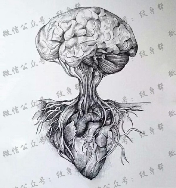 一套15张心脏纹身手稿图案素材