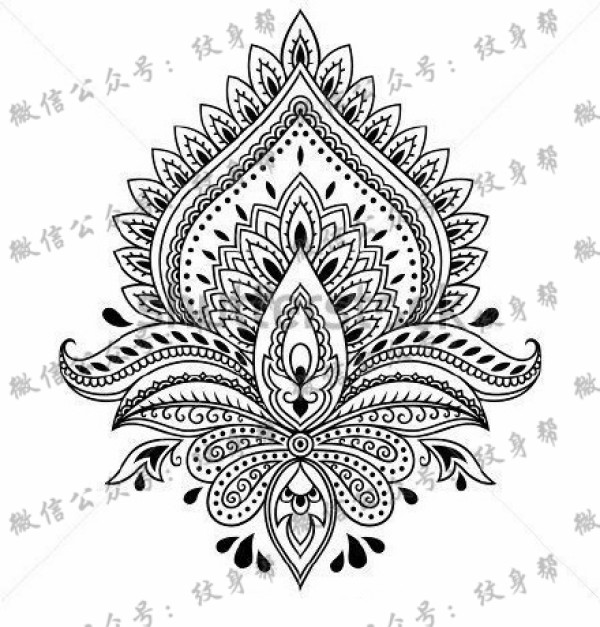 一组25张精美点刺梵花纹身手稿图案