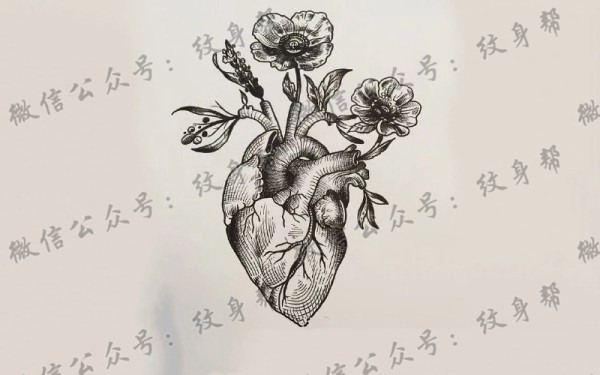 一套15张心脏纹身手稿图案素材