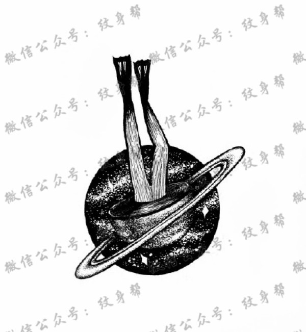 一套9张星空星球纹身手稿素材图案