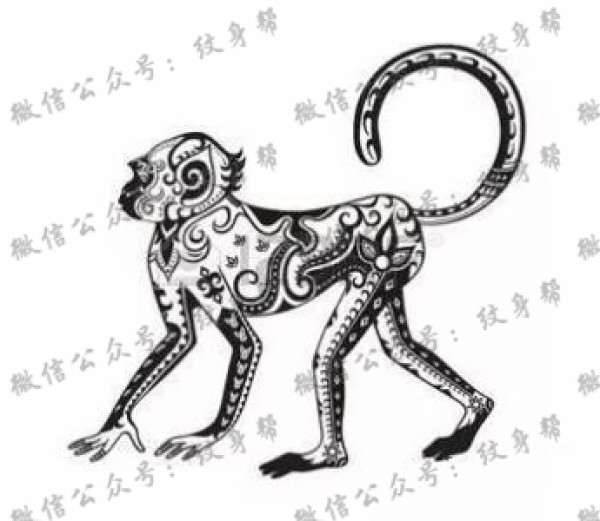 一组12张猴子猩猩纹身手稿素材图案