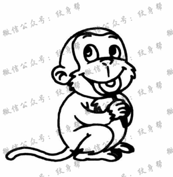 一组12张猴子猩猩纹身手稿素材图案