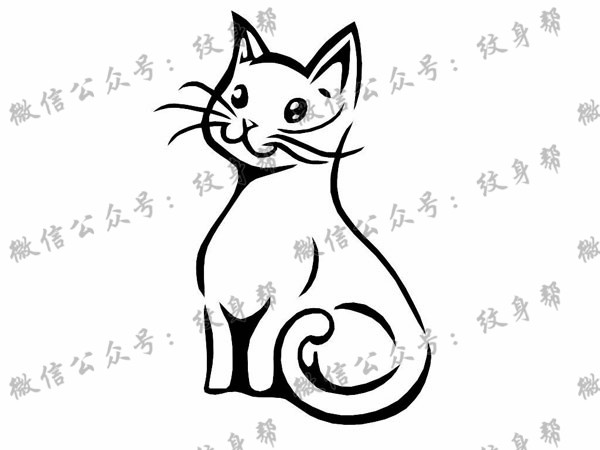 可爱小猫图腾手稿图片