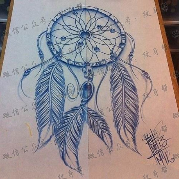多款唯美小清新的捕梦网纹身手稿