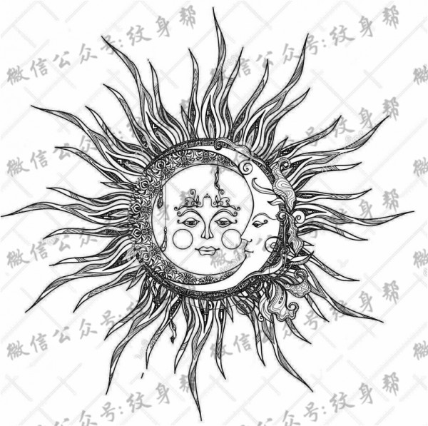 太阳月亮手稿_11张太阳+月亮设计元素纹身手稿图案