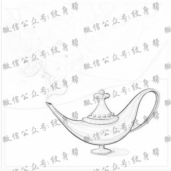 阿拉丁神灯纹身手稿_一组10张纹身阿拉丁神灯手稿素材欣赏
