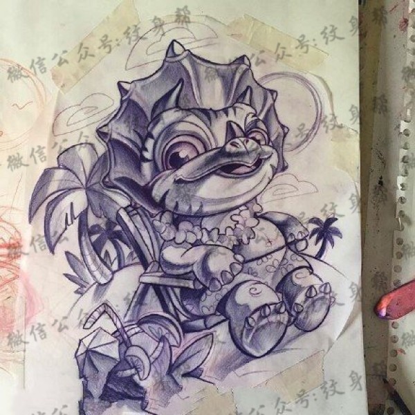 手稿素描猫头鹰纹身图片