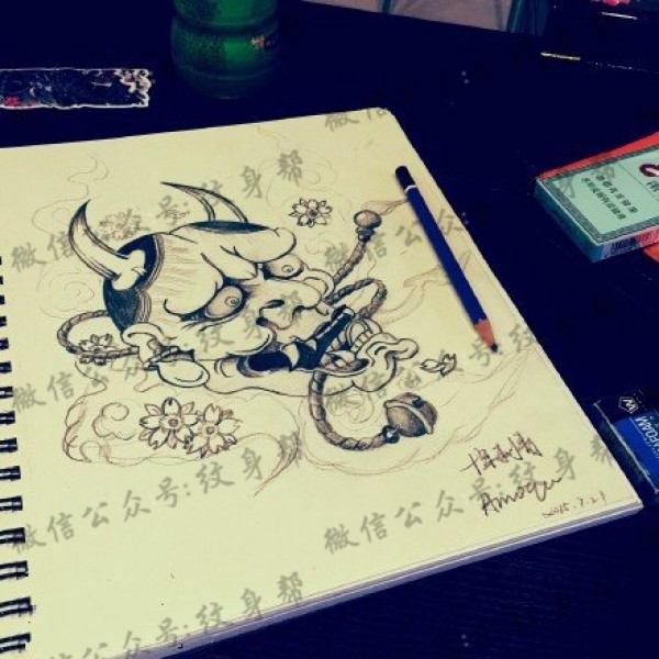 经典手绘般若纹身图片