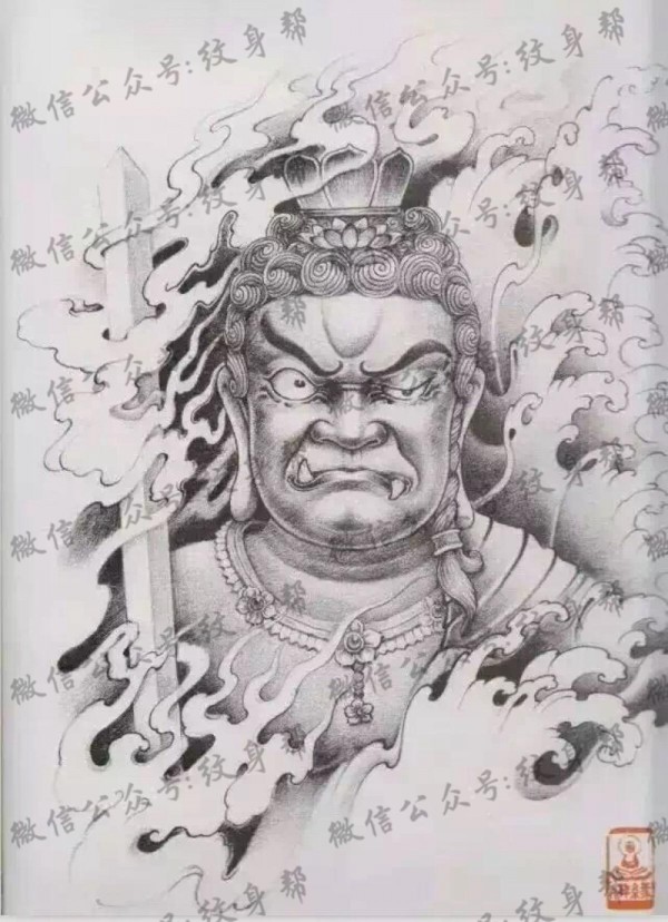 不动明王手稿—一套16张不动明王纹身手稿图案