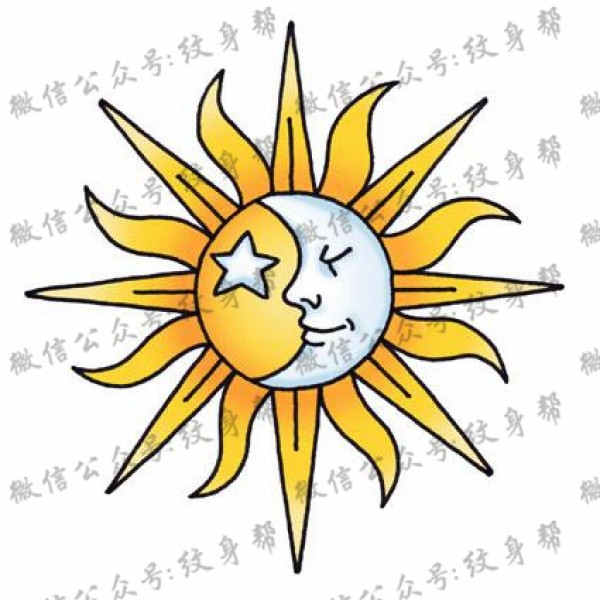 太阳月亮手稿_11张太阳+月亮设计元素纹身手稿图案