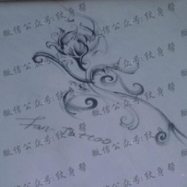 经典素描花藤纹身图片