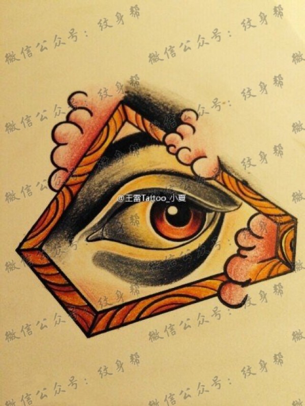 一款眼睛纹身手稿图案