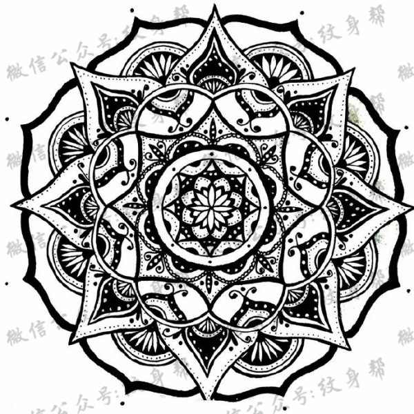曼陀罗点刺梵花_100张曼陀罗点刺梵花纹身手稿图案