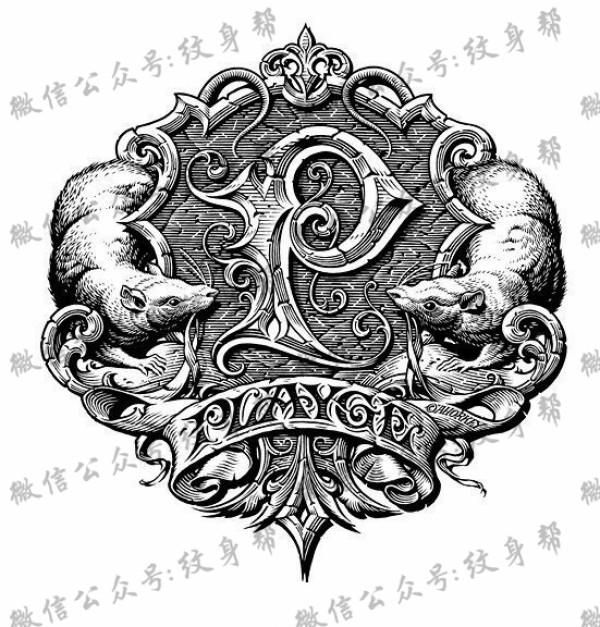 一套27张黑色版画风格纹身手稿