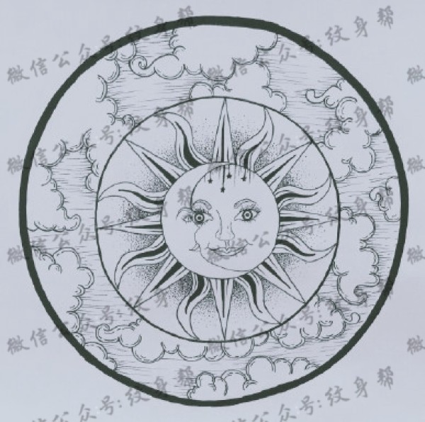 太阳月亮手稿_11张太阳+月亮设计元素纹身手稿图案