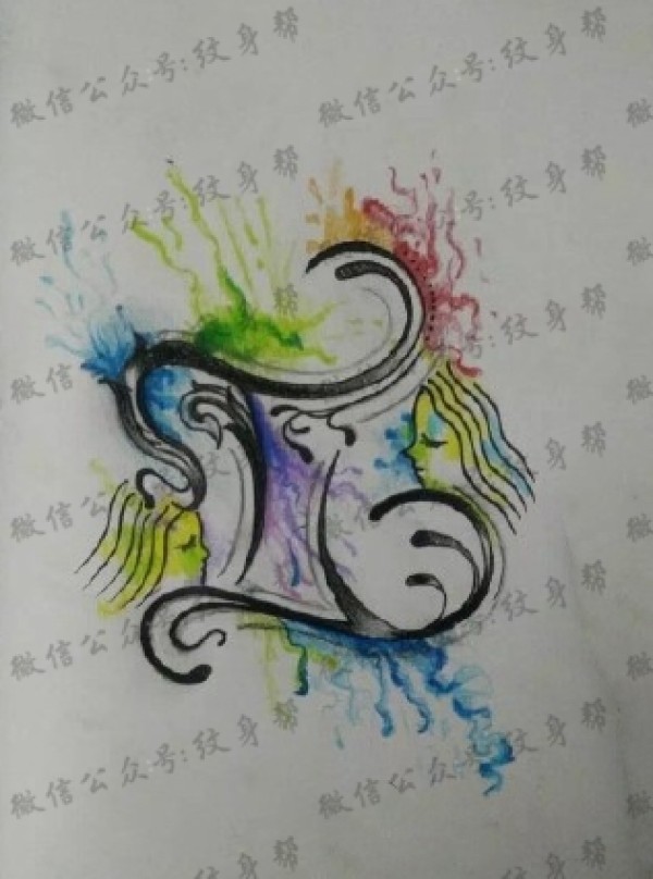 双子座纹身手稿_29张十二星座之双子座纹身图片手稿
