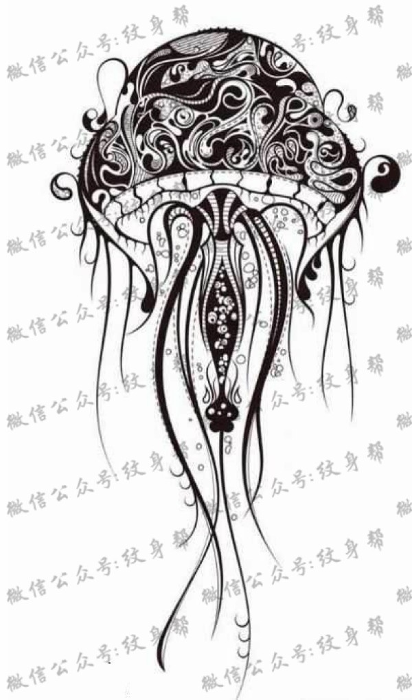 水母纹身手稿_一组47张优秀纹身水母手稿图案素材