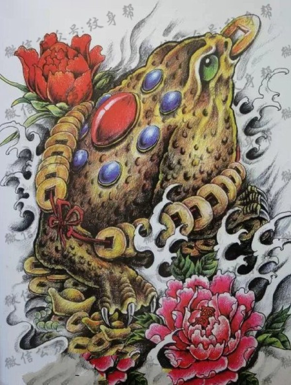 漂亮的金蟾纹身图片