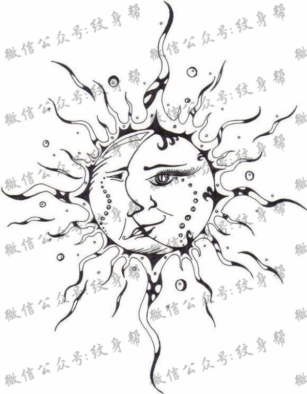 太阳月亮手稿_11张太阳+月亮设计元素纹身手稿图案