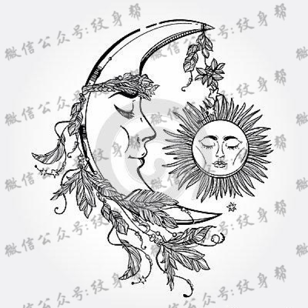 太阳月亮手稿_11张太阳+月亮设计元素纹身手稿图案