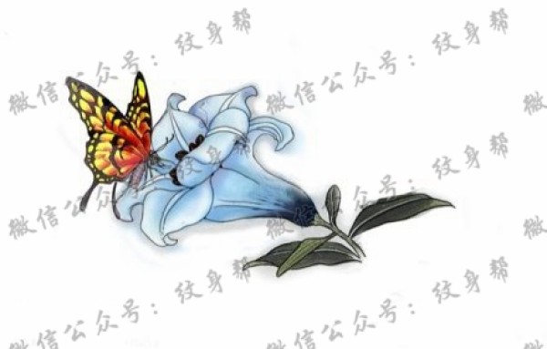 优雅唯美蝶恋花纹身图片