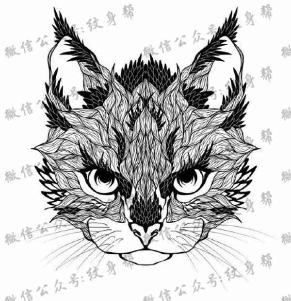 经典可爱的猫咪手稿纹身图片