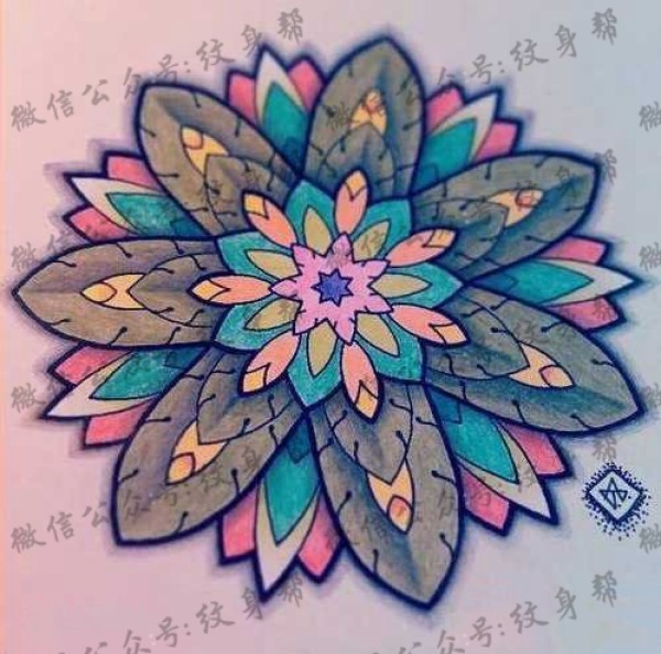 彩色梵花纹身图片