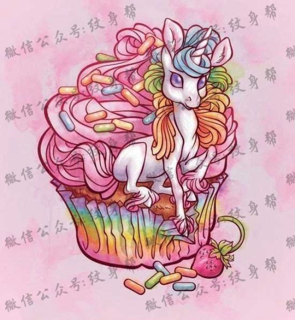 手稿冰淇淋独角兽纹身图片