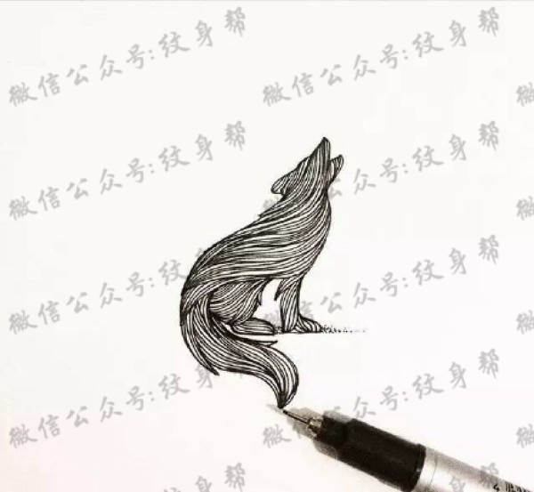 线条动物手稿_一组31张创意线条组成动物纹身手稿图案