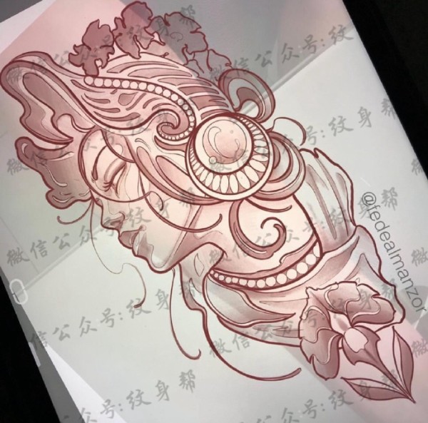 newschool包臂线稿_9张漂亮的newschool包臂手稿纹身图片