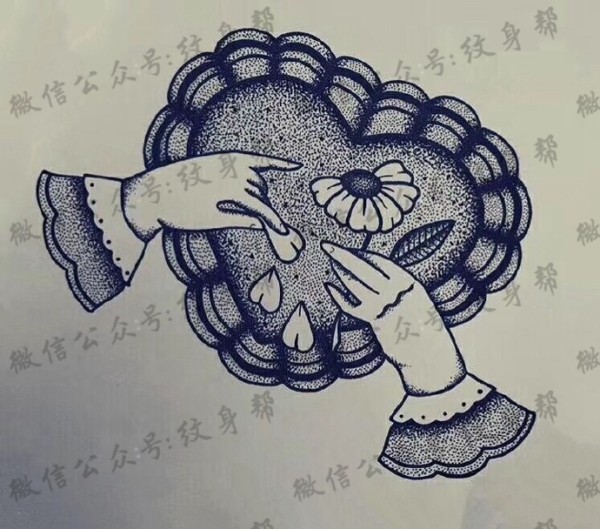 一组9张点刺oldschool纹身手稿图案