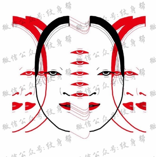 能面万媚纹身手稿_52张日式能剧面具纹身手稿图案素材欣赏