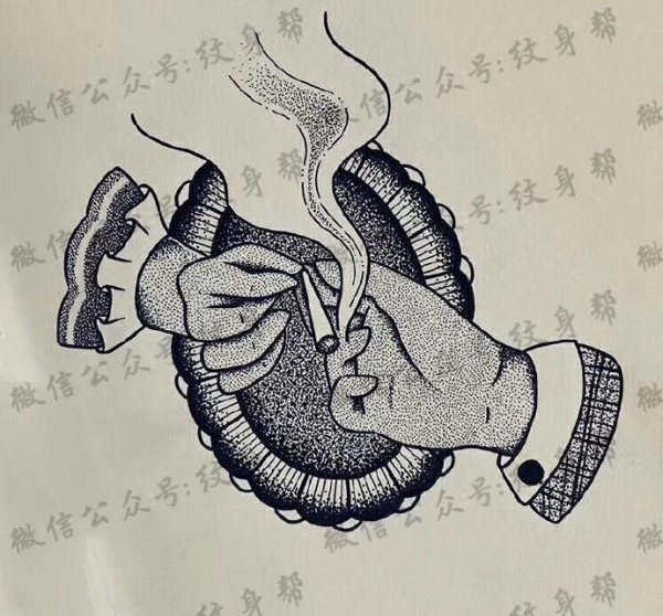 一组9张点刺oldschool纹身手稿图案