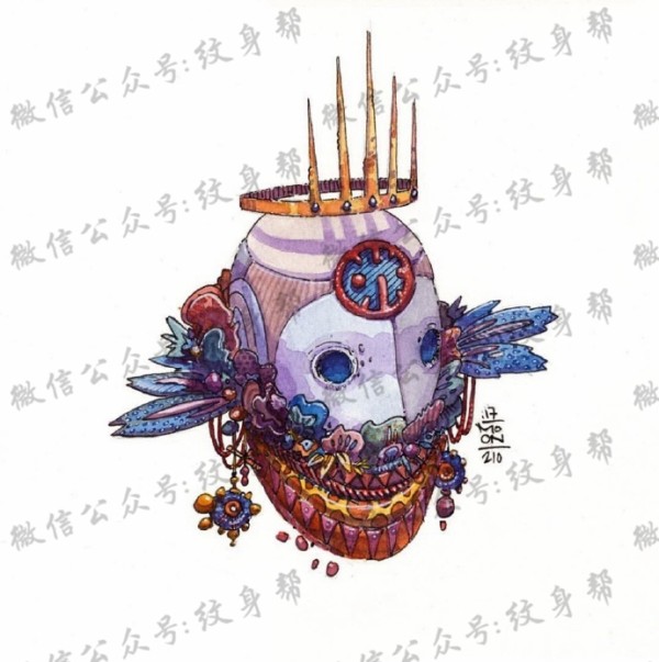 水彩插画手稿_一组23张精美水彩插画纹身手稿素材图案