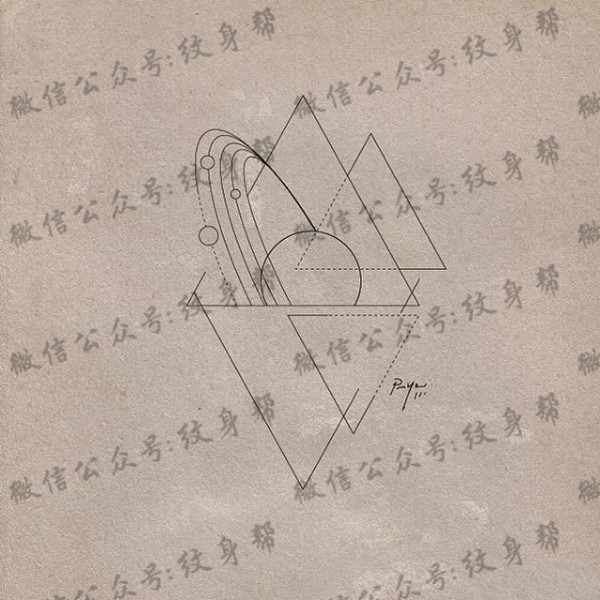 简单几何小清新线条纹身图片手稿