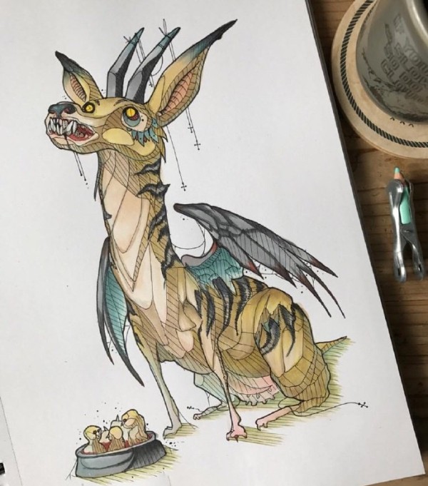 奇幻纹身手稿图案-18张奇幻动物妖魔鬼怪纹身手稿图片