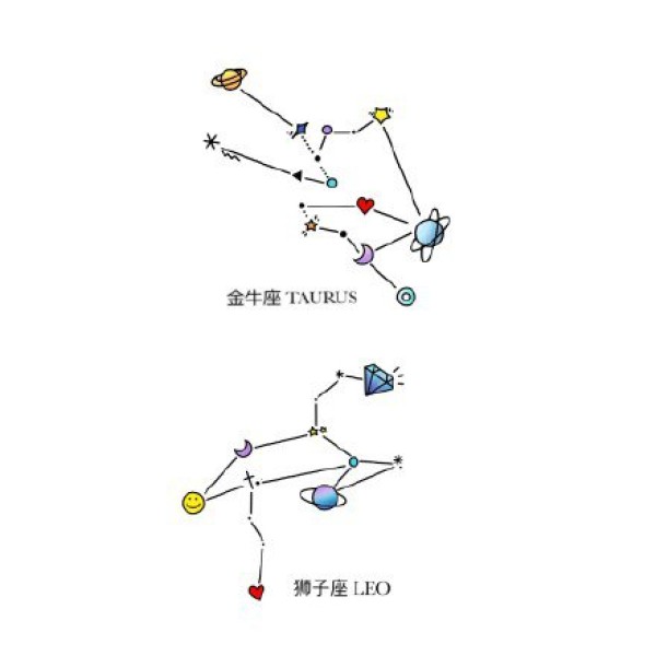 十二星座的一组简约小清新符号设计纹身手稿图案