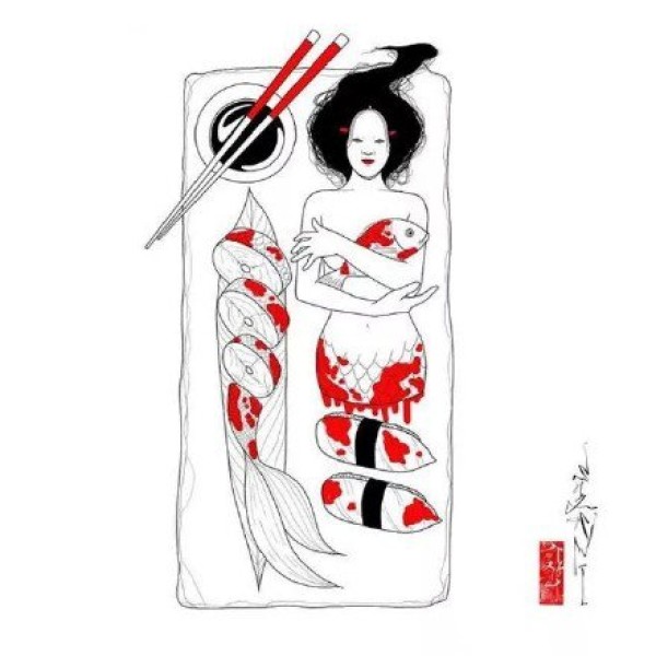 日式23张恐怖压抑风格的红色女郎纹身手稿