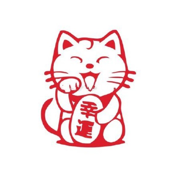 30张招财猫的彩色纹身手稿图案