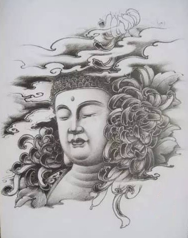 30组传统的佛头纹身手稿图片欣赏