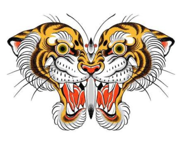 38组黄红色调的school彩图纹身手稿图案