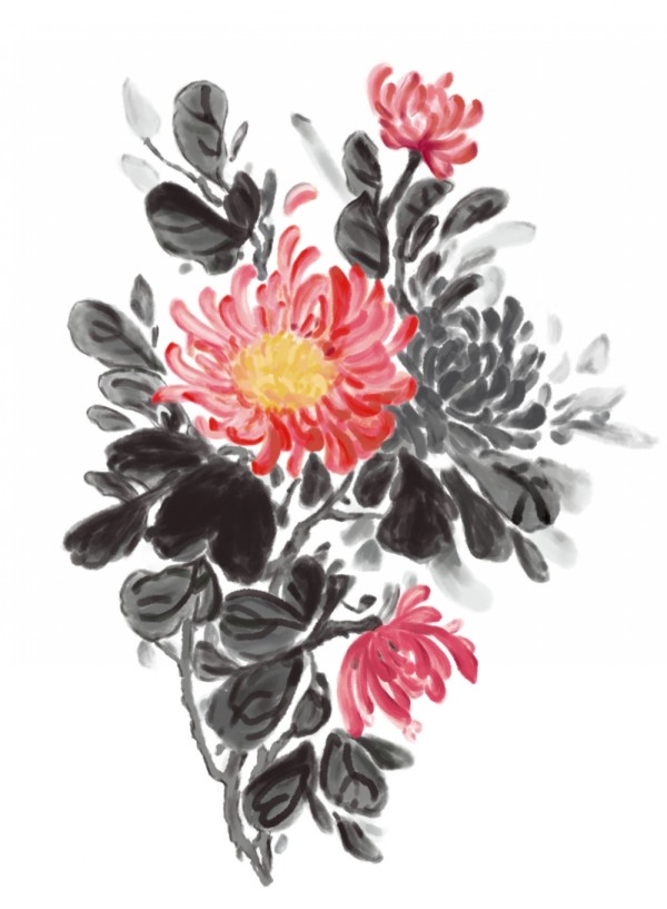 50组传统菊花纹身手稿图案