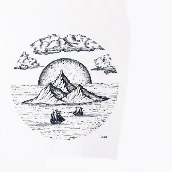 36组几何点刺山水风景等纹身手稿图片