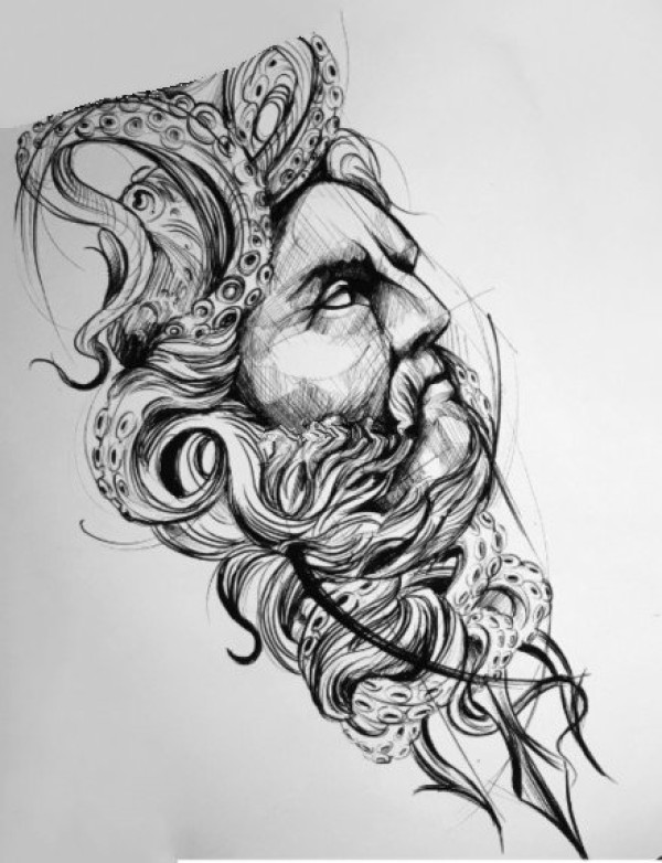 一波人像线条系列纹身手稿图片