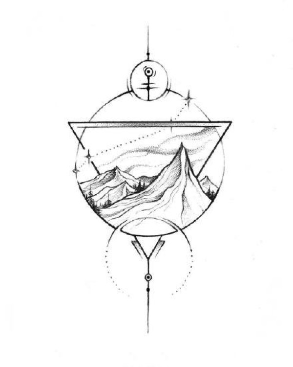 适合小臂的9款几何风景纹身手稿图片