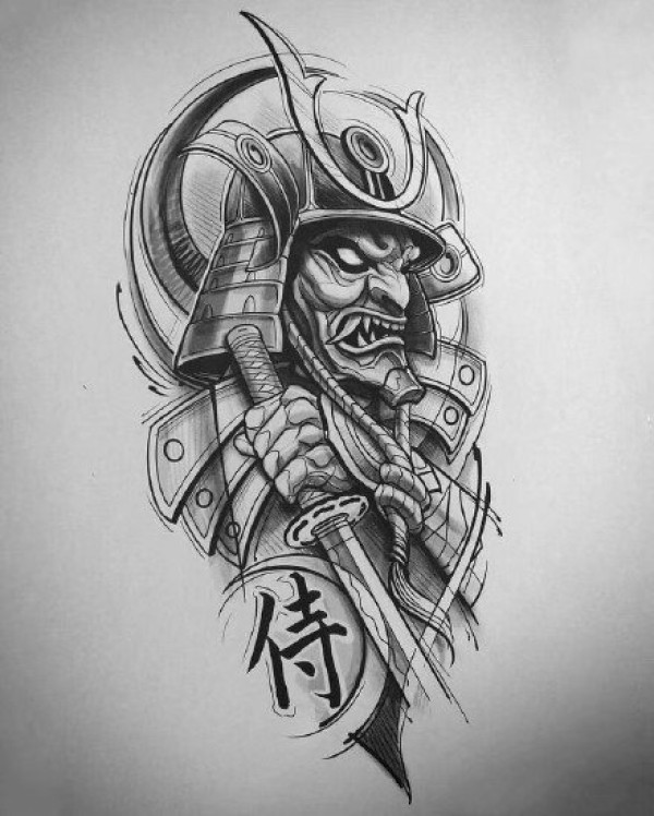 武士纹身手稿 30款日式武士主题的纹身手稿图片