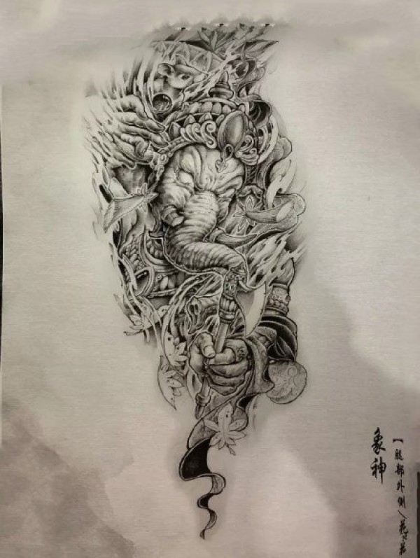 38款传统的人物佛像等纹身手稿图片赏析