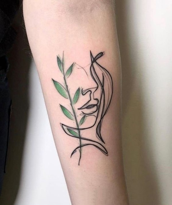 一组线条如花般美丽的女人纹身图片