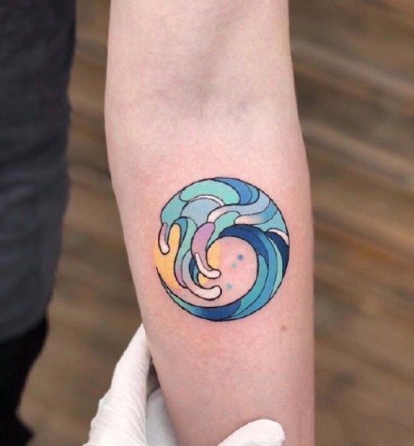 海浪小清新浪花纹身图片
